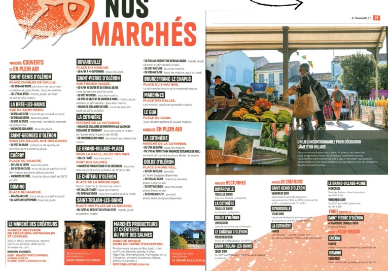 Marchés sur l'Ile d'Oléron